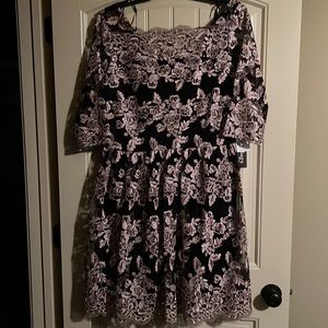 Occasion Black and Pink Lace Dress NWT